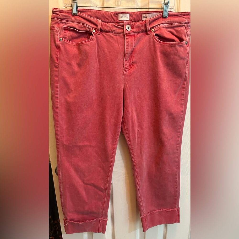 J.Jill Authentic Fit cropped jeans sz 16 P. Dusty red colored stretch jeans…